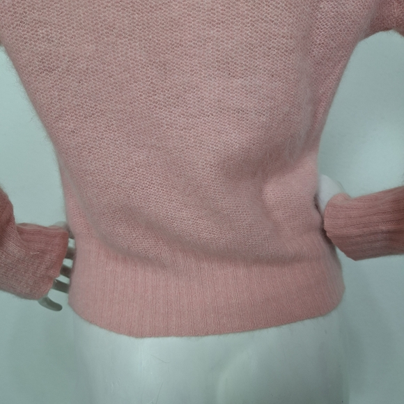 Vintage 80's Slade New Zealand Pink Lambswool Angora Blend Soft Cardigan Size S - Picture 9 of 13